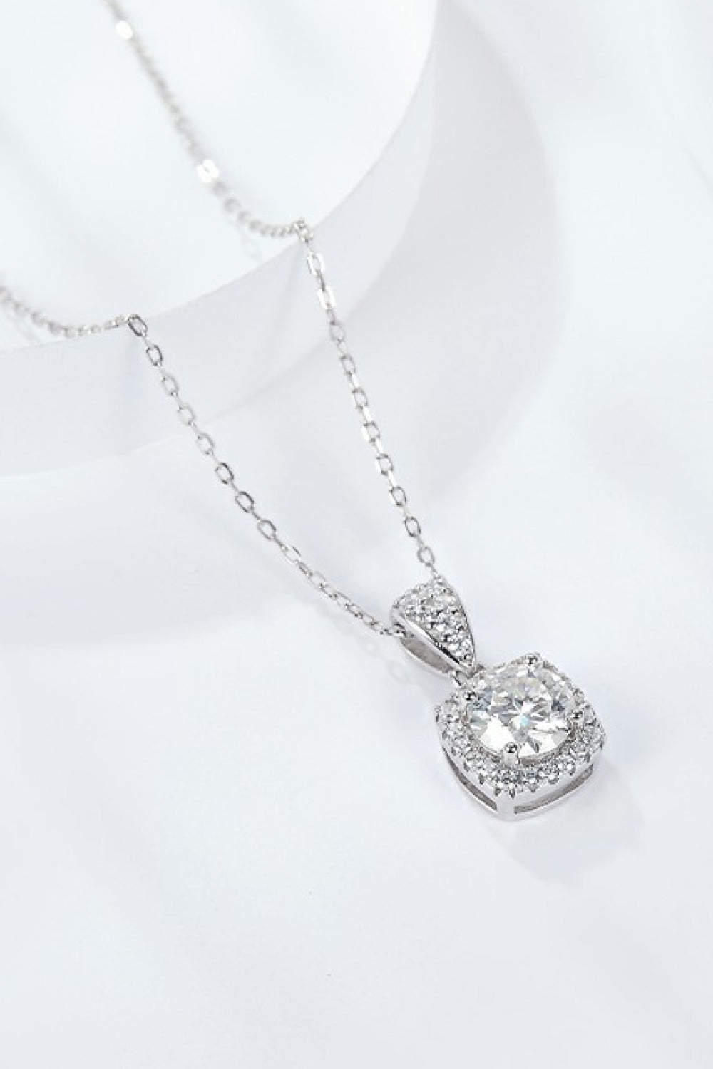 1 Carat Moissanite Square Pendant Necklace