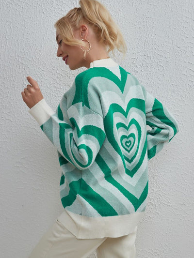 Heart Dropped Shoulder Sweater